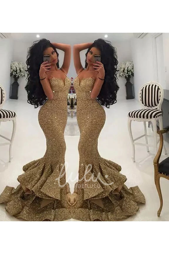 Sweetheart Mermaid Sequins Beading Evening Dress Sexy Floor-length Sleeveless