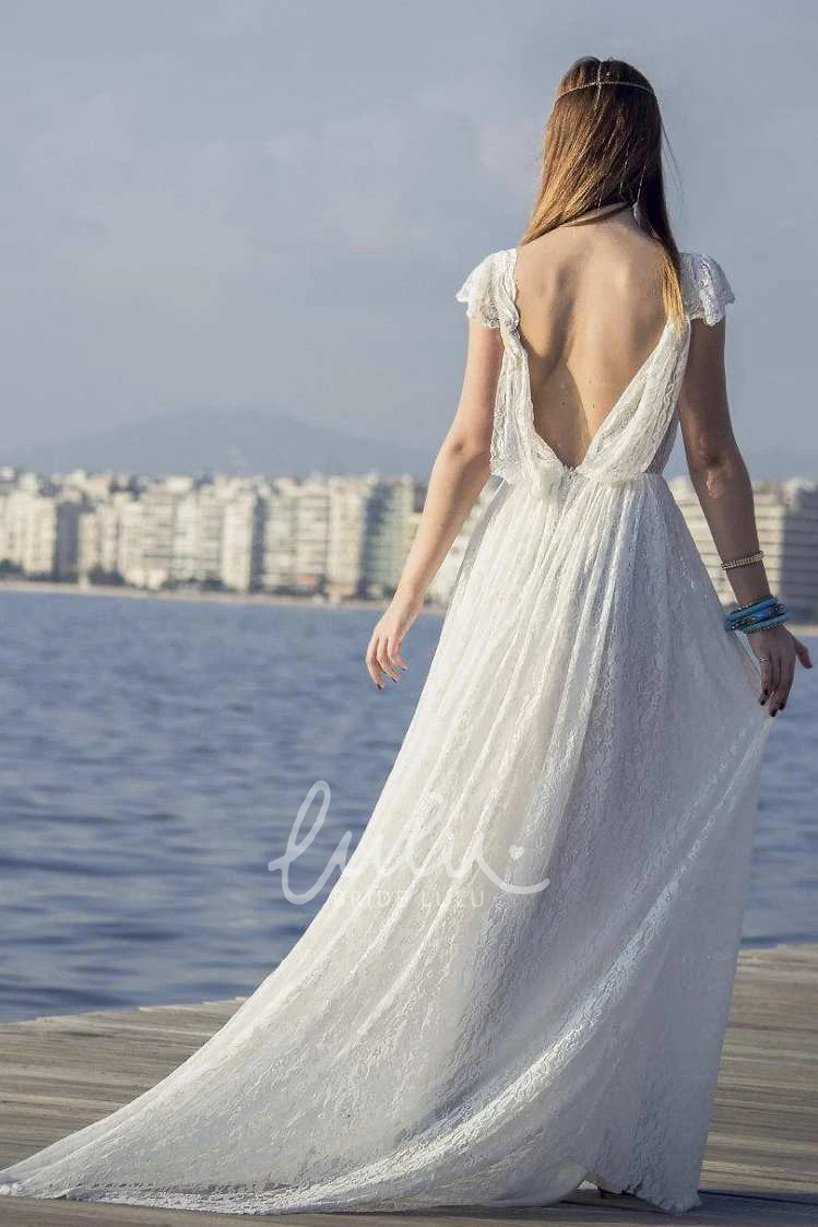 Backless Applique Lace Wedding Dress