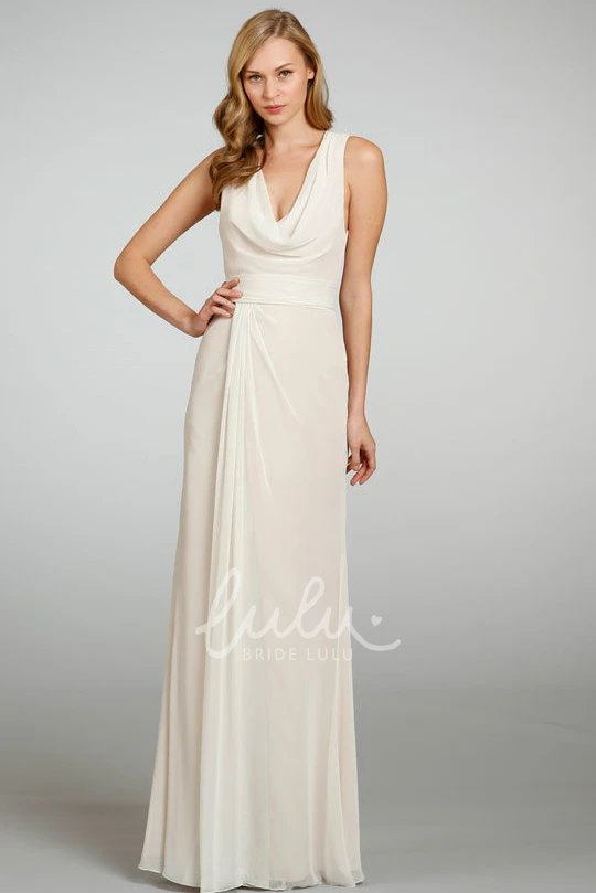Ruched Chiffon Bridesmaid Dress with Cowl Neck Classy and Simple