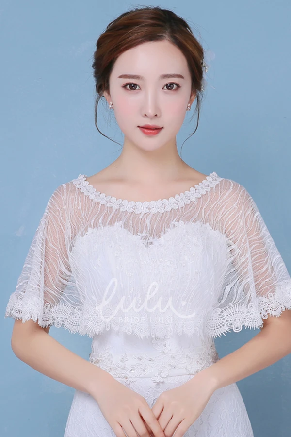 Sequined Lace Cape-style Cloak Unique Wedding Shawl for Brides