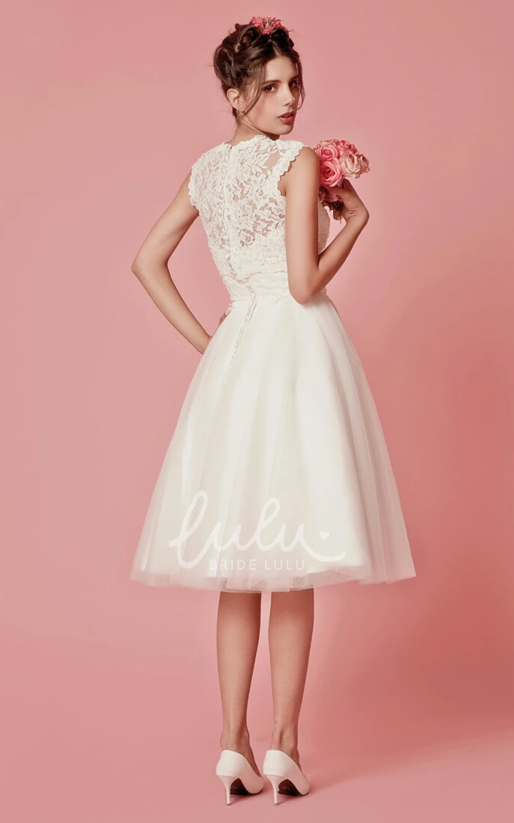 Knee Length A-Line Wedding Dress with Jacket and Cap Sleeves