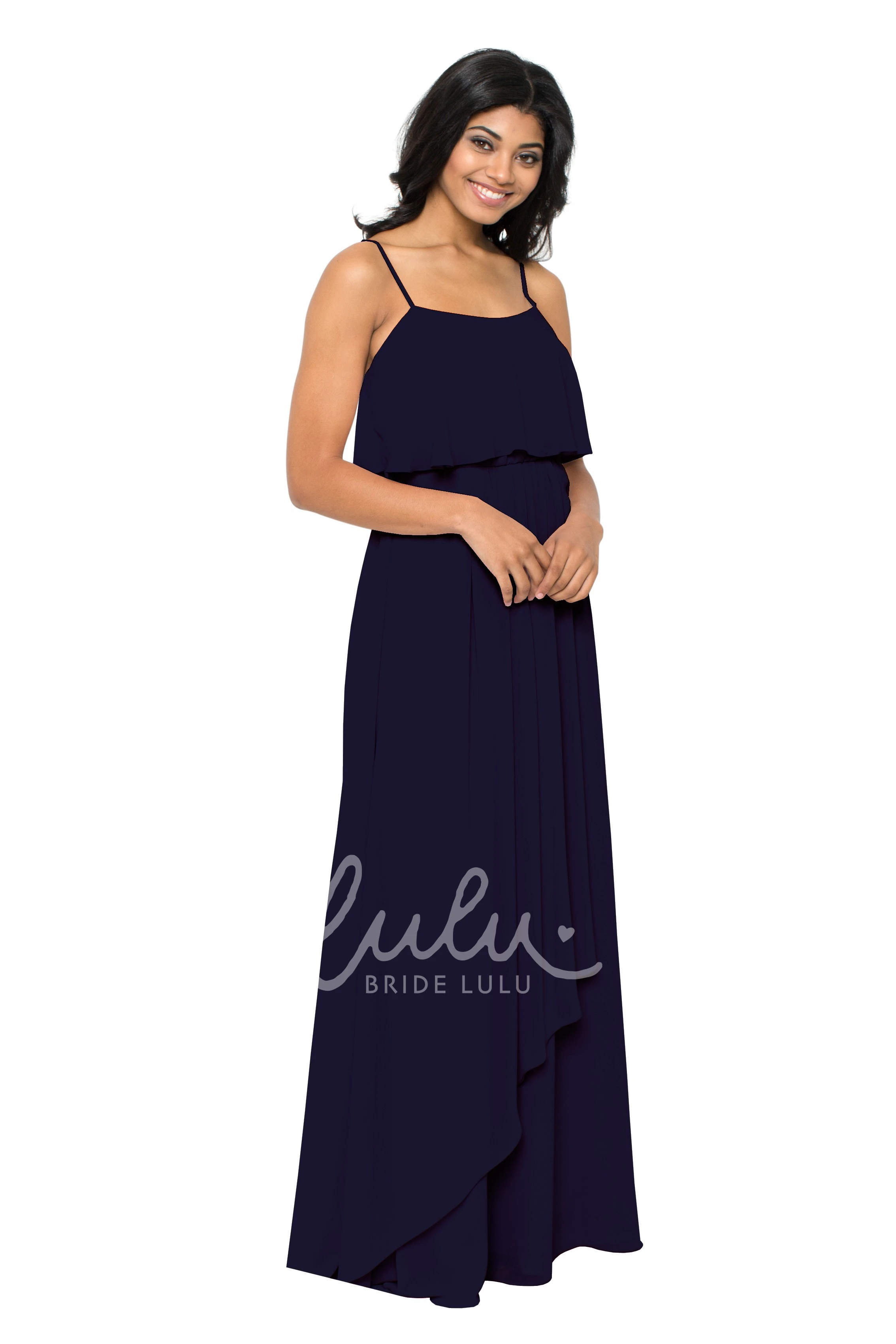 Draped Spaghetti Chiffon Bridesmaid Dress Sleeveless Multi-Color Convertible