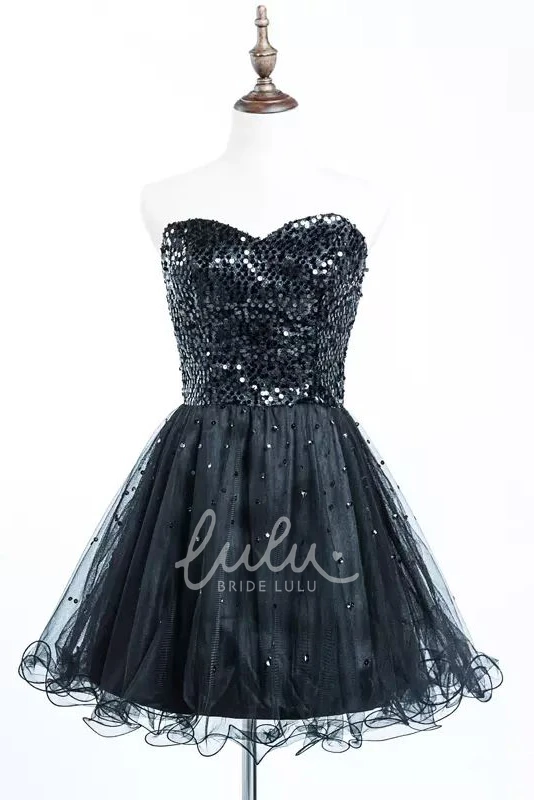 Sweetheart Sequin Tulle A-line Sleeveless Mini Homecoming Dress