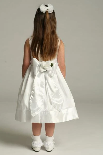 Floral Tea-Length Flower Girl Dress Unique Bridesmaid Dress for Girls
