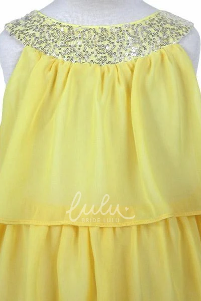 Embroidered Chiffon & Sequin Flower Girl Dress Flowy Dress for Weddings