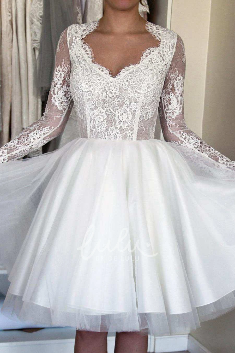 Tulle Satin Lace Ball Gown Wedding Dress with Illusion Sleeves