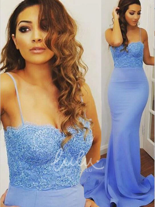 Mermaid Lace Applique Prom Dress Spaghetti Straps & Stunning