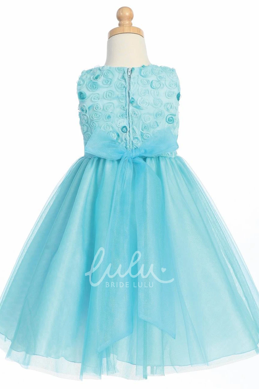 Embroidered Tulle Tiered Wedding Flower Girl Dress