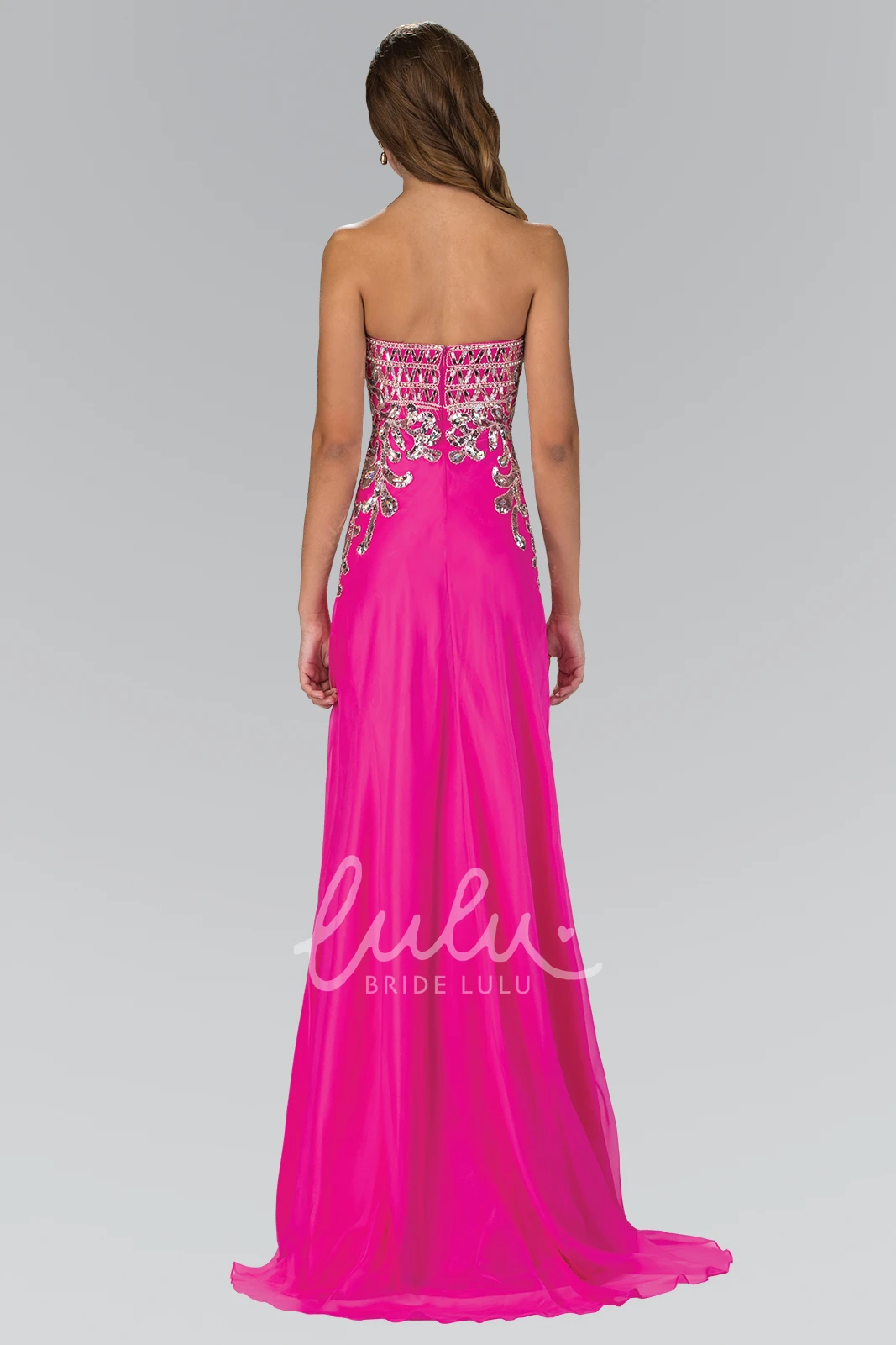 Maxi Chiffon Formal Dress with Sweetheart Neckline Sequins and Beading