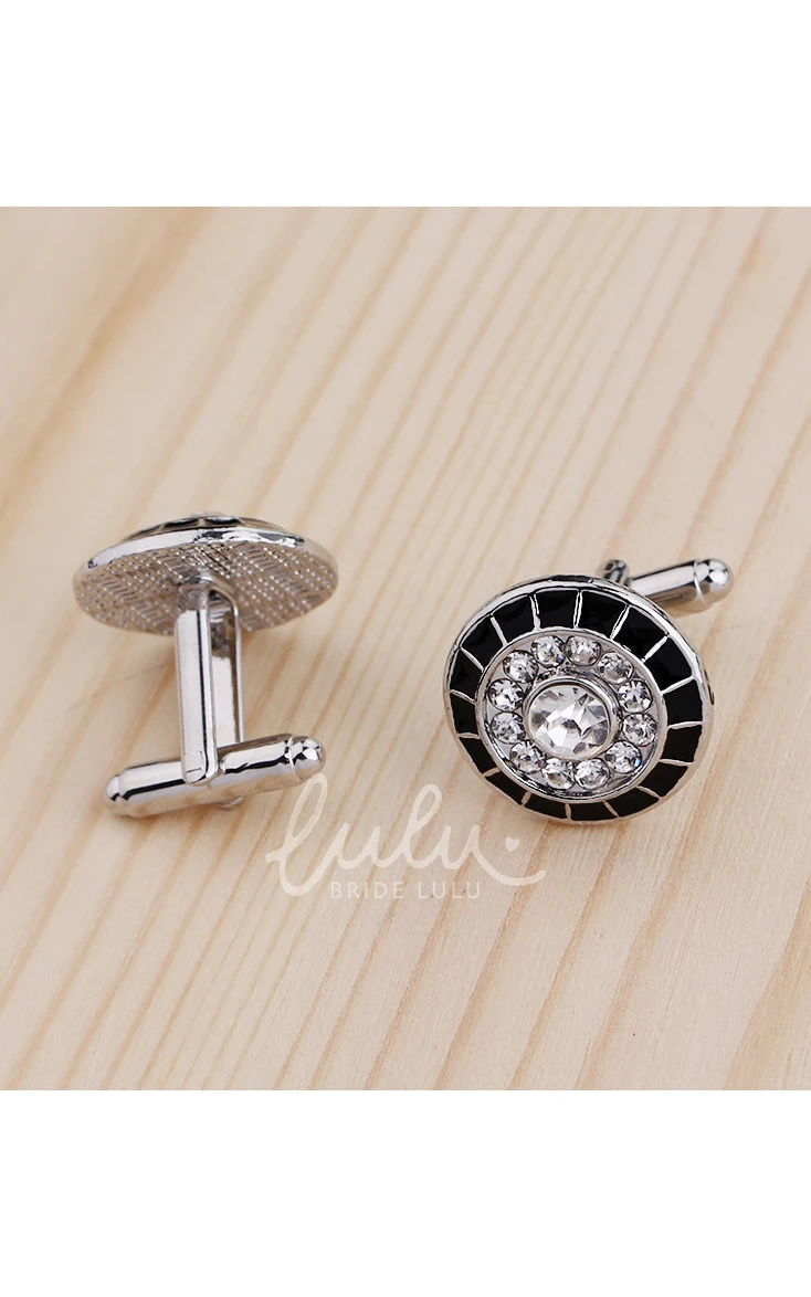 Round Alloy Cufflinks with Rhinestones