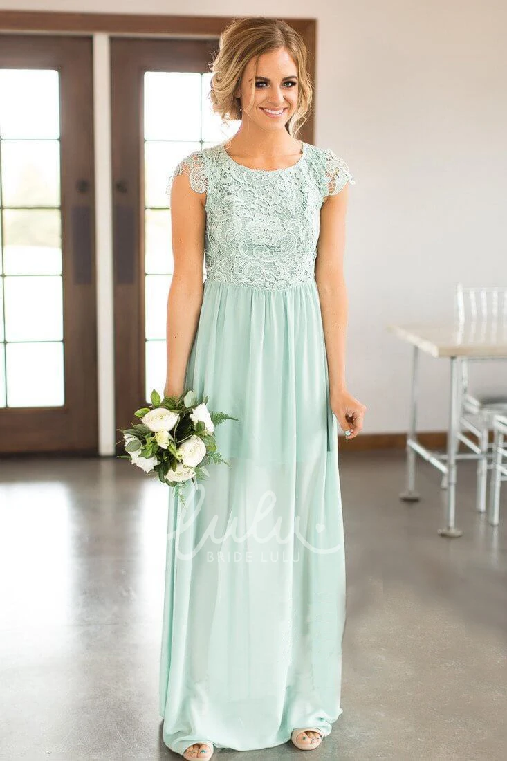Cap-sleeve Chiffon Bridesmaid Dress with Keyhole Back Elegant Bridesmaid Dress