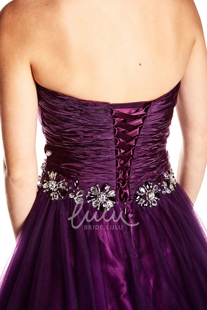 A-Line Criss-Cross Sweetheart Tulle&Satin Prom Dress Modern Prom Dress