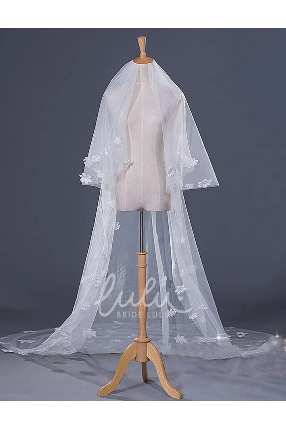 Flower Applique Cathedral Wedding Veil Latest Ethereal Style