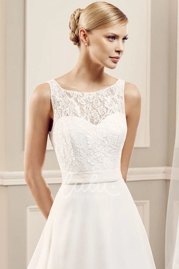 Scoop Chiffon Maxi Wedding Dress with Keyhole and Appliques