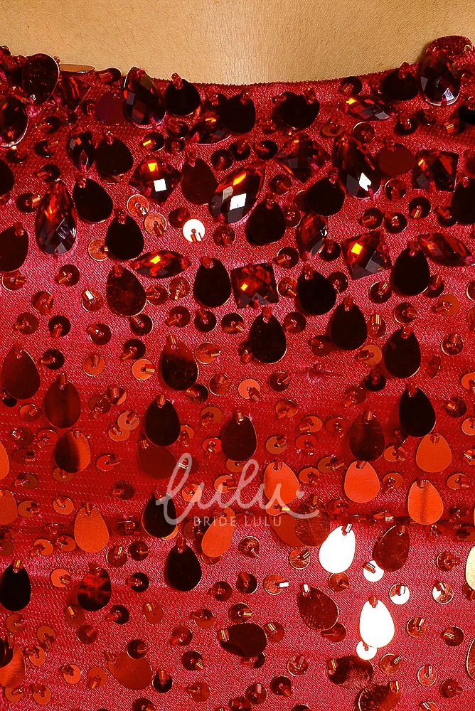 Sequined A-Line Strapless Tulle Prom Dress with Lace-Up Back Elegant Prom Dress