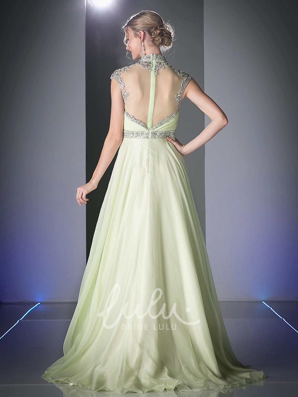 A-Line Maxi Bridesmaid Dress with High Neck and Ruching