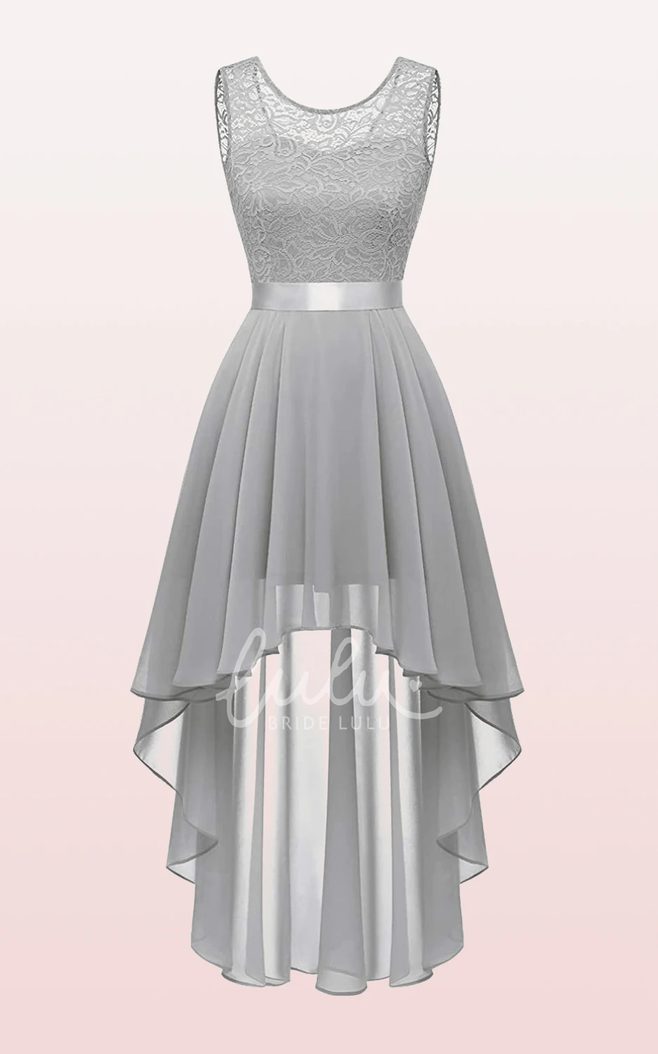 Chiffon Bateau A-line Bridesmaid Dress with Sash/Ribbon High-Low