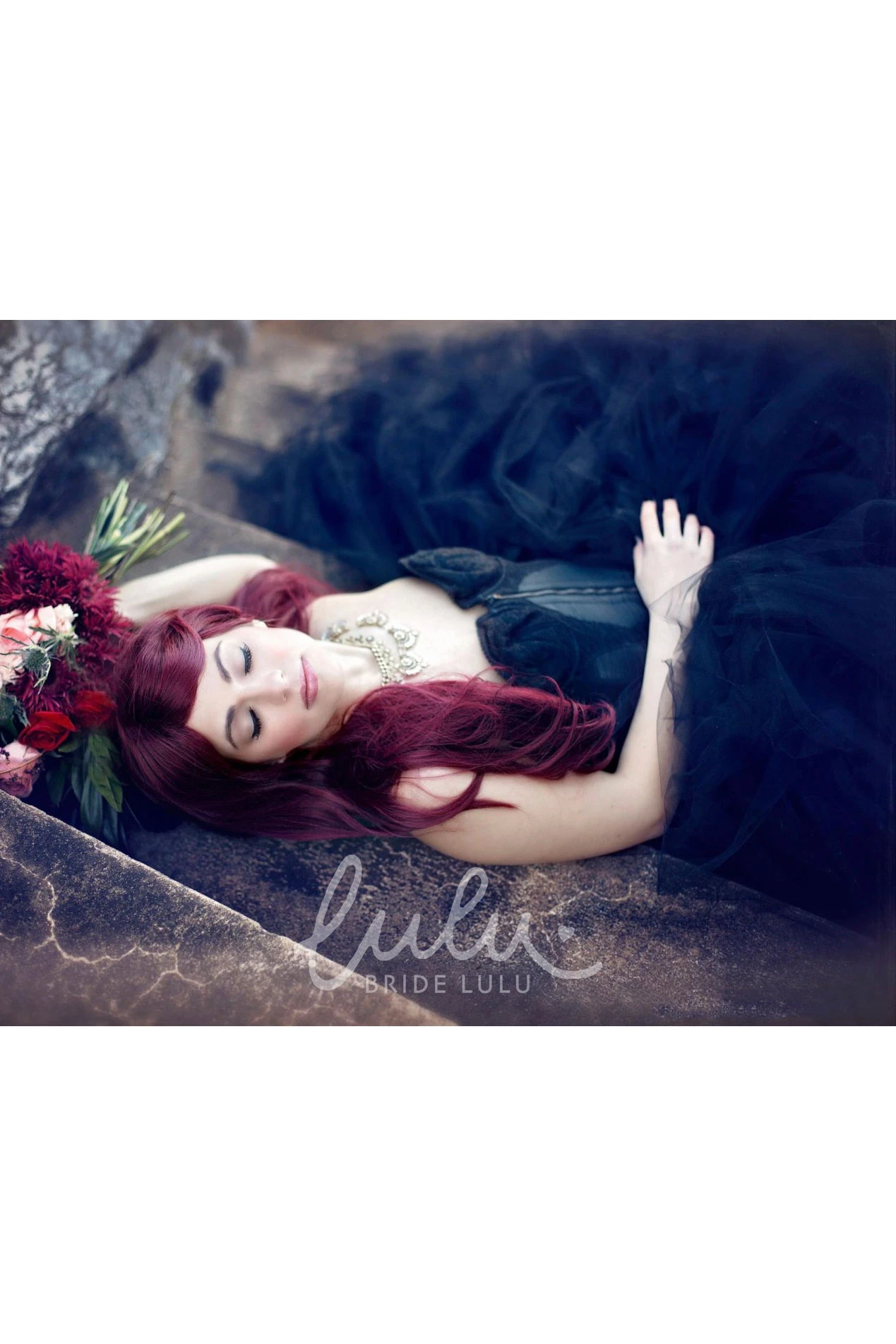 Strapless A-Line Ruffles Black Wedding Dress Floor-length Zipper Open Back