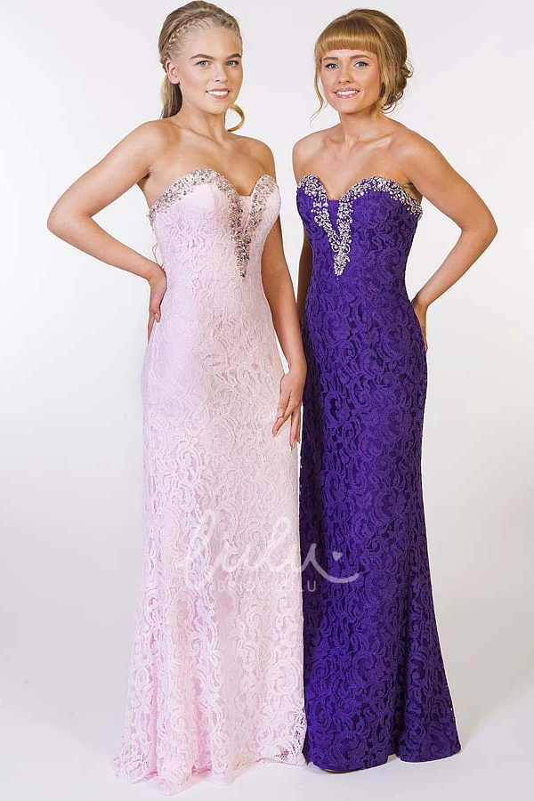 Beaded Lace Prom Dress A-Line Maxi Sleeveless Sweetheart
