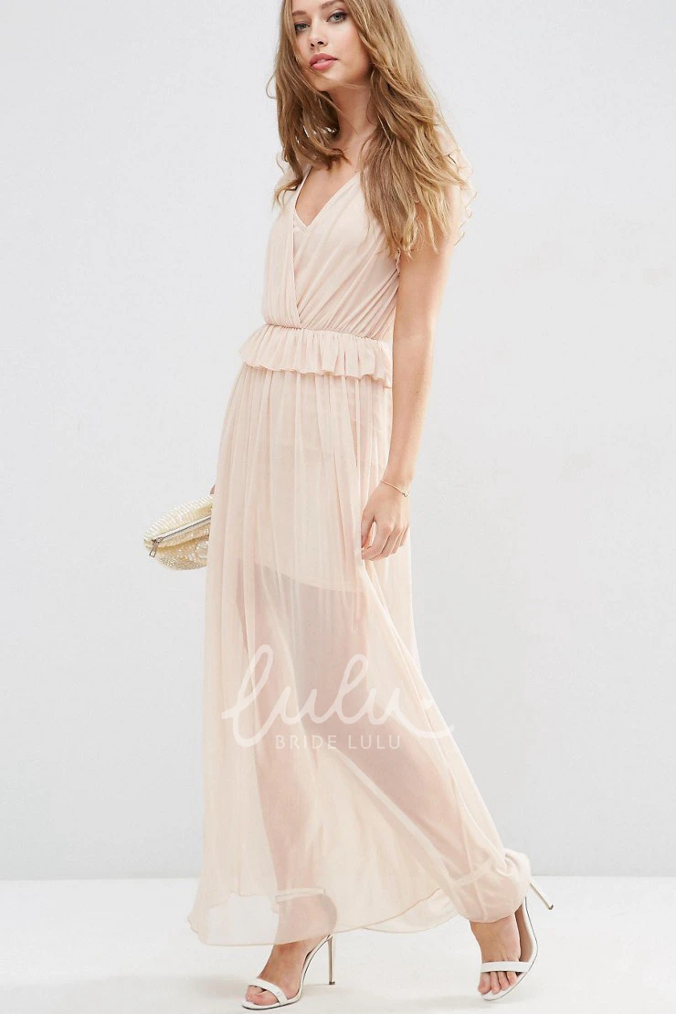 Sleeveless Sheath Chiffon Bridesmaid Dress with Ruching Modern Bridesmaid Dress