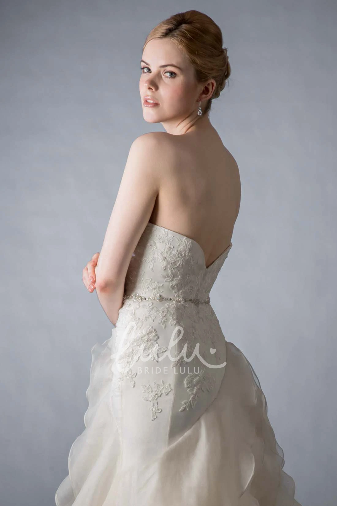 A-Line Organza Wedding Dress with Sweetheart Neckline and Cascading Ruffles Beautiful Bridal Gown