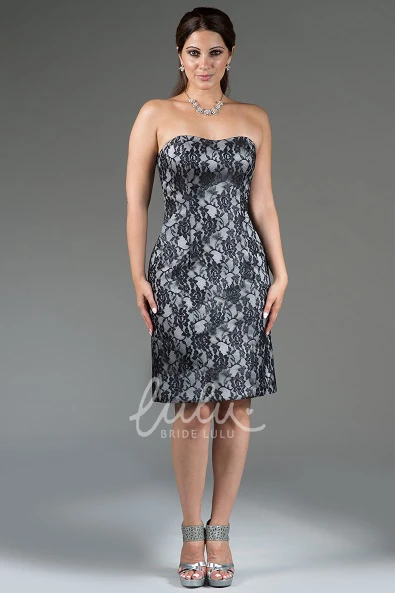 Knee Length Strapless Sheath Bridesmaid Dress Simple and Elegant