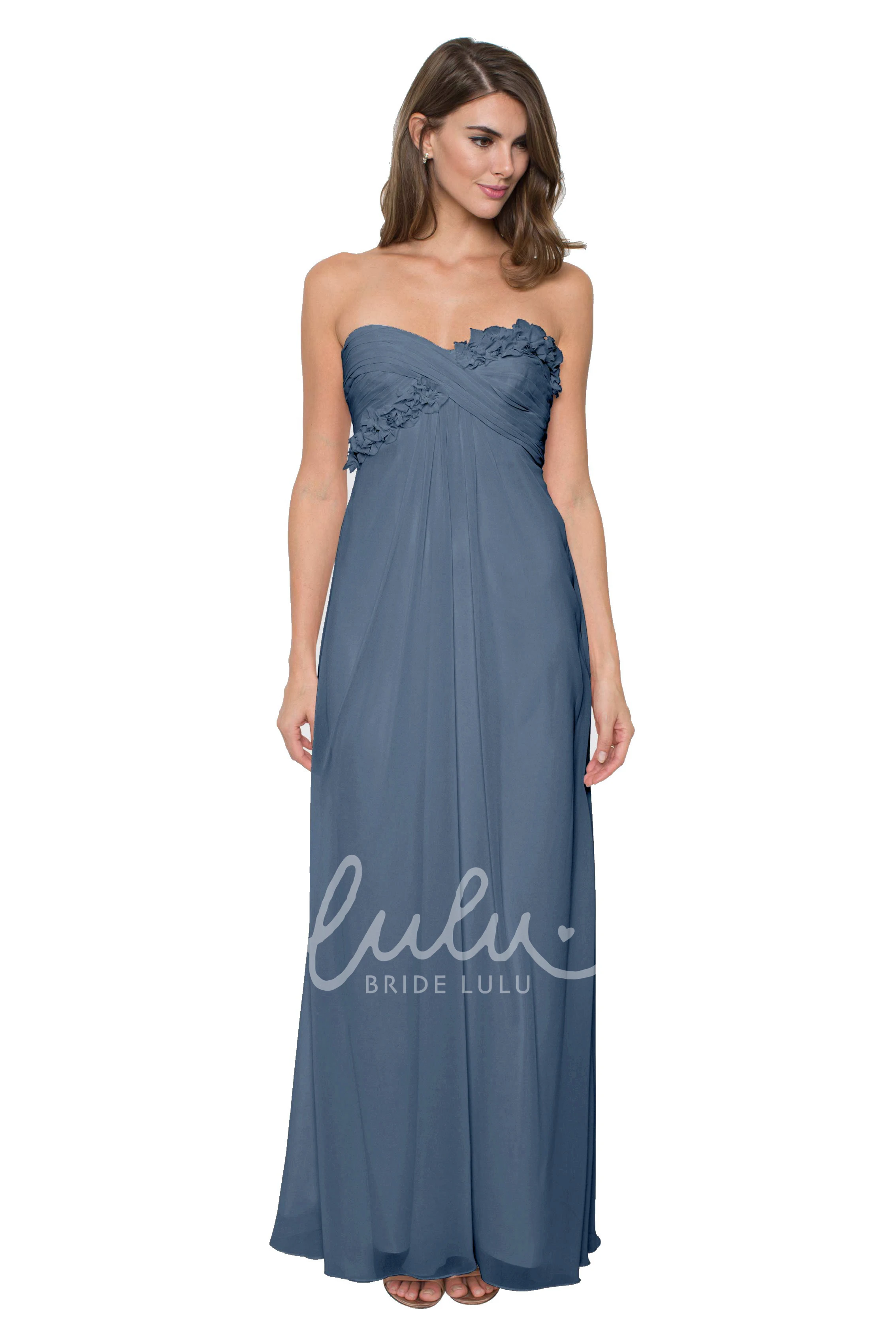 Floral Chiffon Bridesmaid Dress with Criss Cross & Sleeveless Multi-Color Convertible