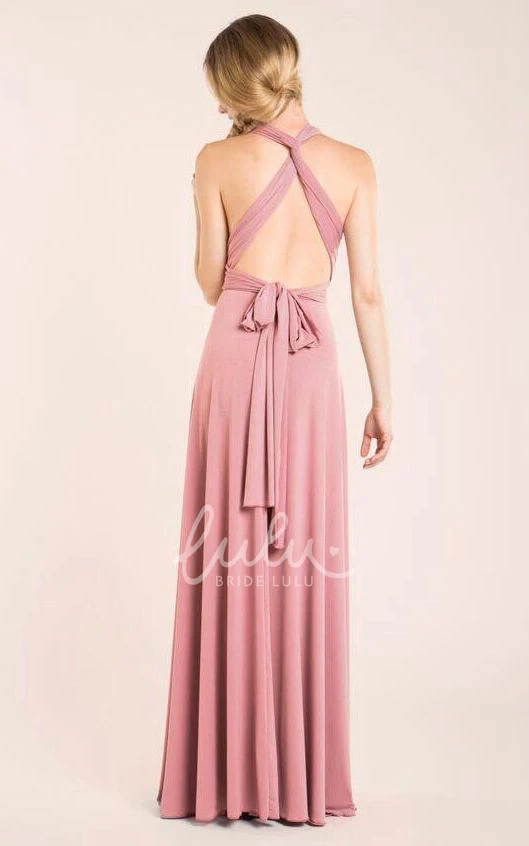 Halter Floor-length Infinity Bridesmaid Dress with Flowy Chiffon Fabric