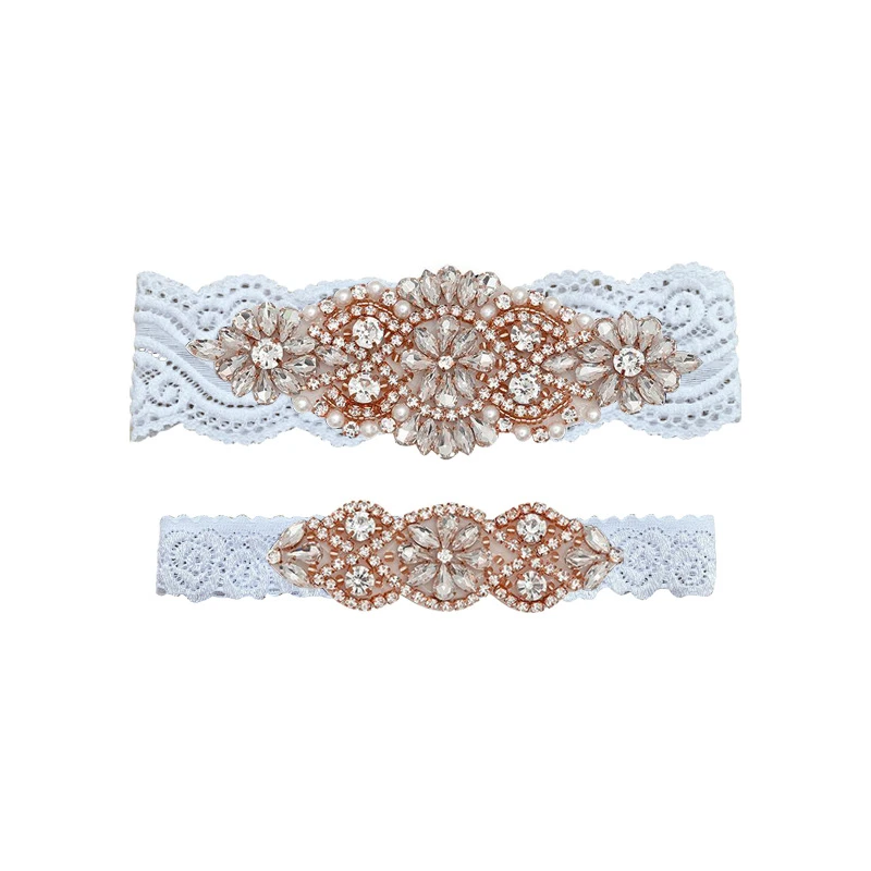 Latest Rhinestone Beaded Double Garters