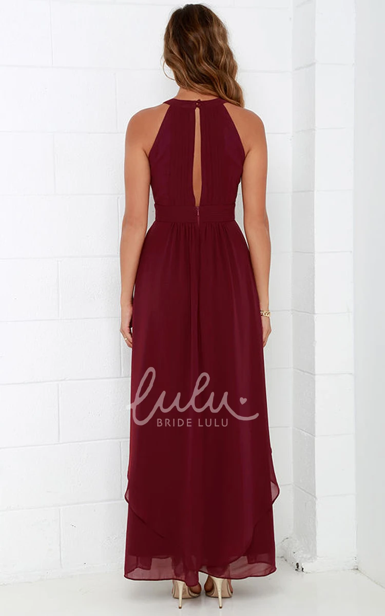 Empire Halter Sleeveless Bridesmaid Dress with Brilliant Beading