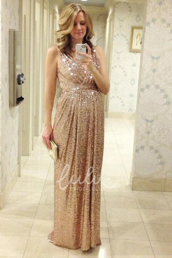 Maternity Sequined A-line Prom Dress Sleeveless Glamorous