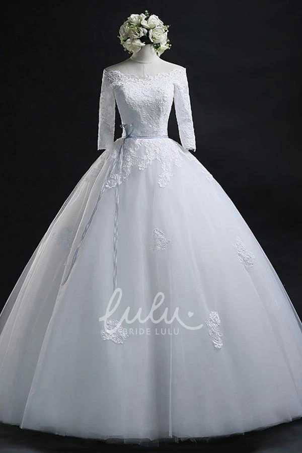 Off-the-shoulder Lace Ball Gown Corset Back Wedding Dress Unique Bridal Gown