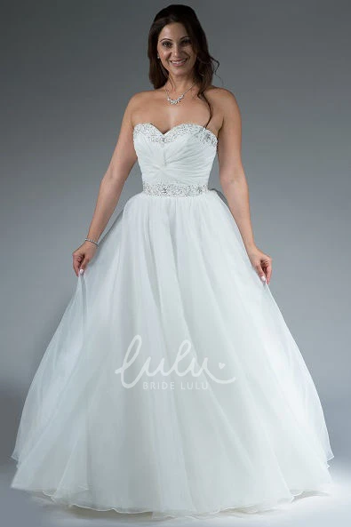 Crystal Sweetheart Tulle Wedding Dress Ball Gown with Waist