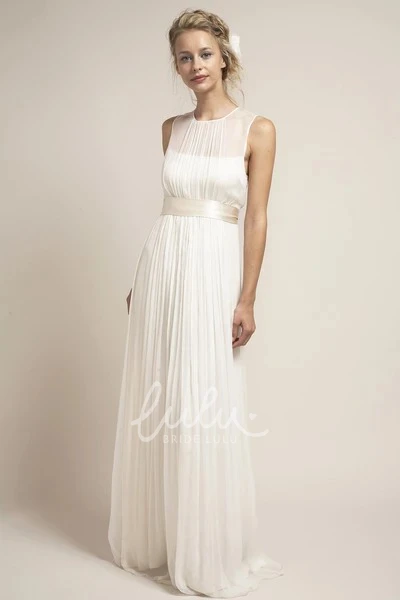 Tulle Sleeveless Bridal Gown with Keyhole and Sash