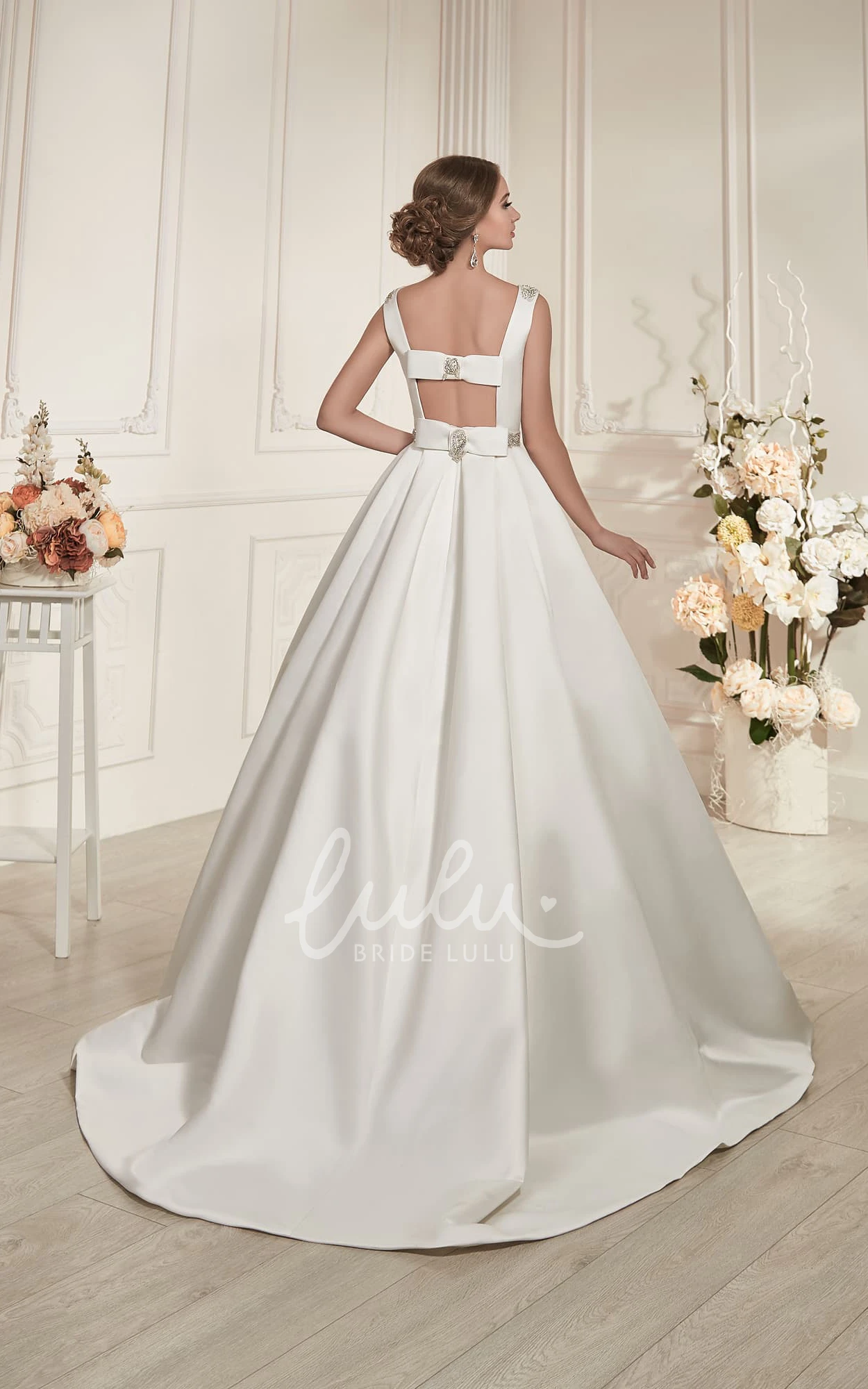 Satin A-Line Floor-Length Sleeveless Dress with Beading and Pleats Prom Dress