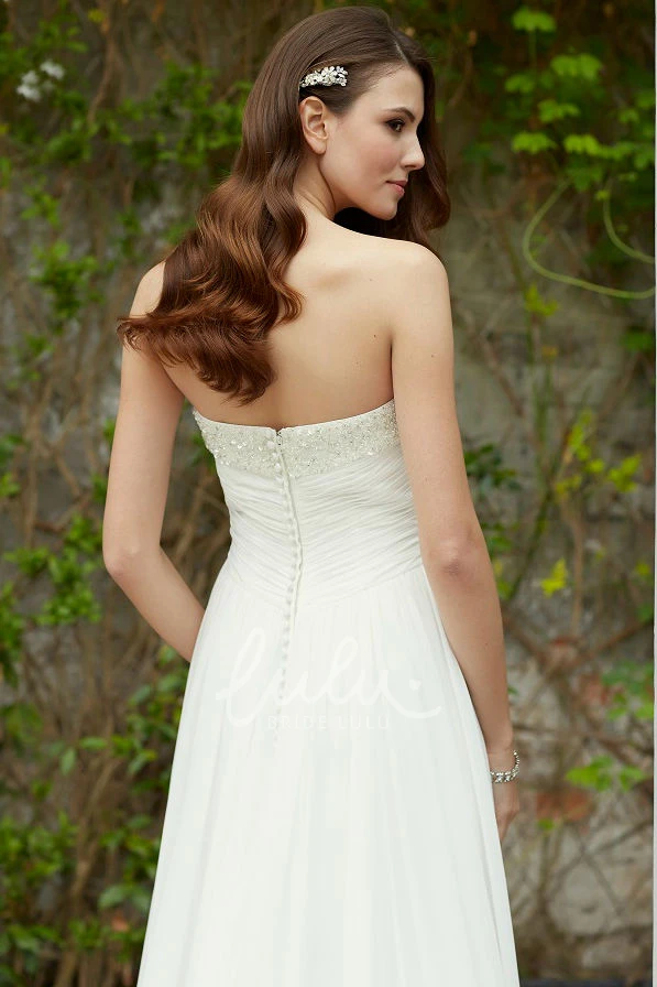 Empire Criss-Cross Chiffon Wedding Dress with Court Train Sweetheart Long Court Train