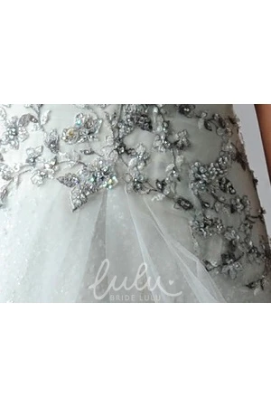 Tulle Bridal Gown with Crystal Details and Sweetheart Applique Top