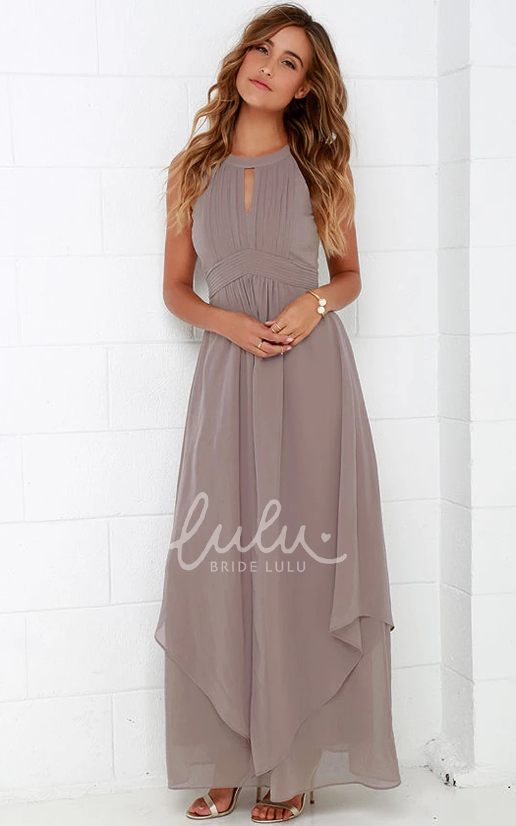 Empire Halter Sleeveless Bridesmaid Dress with Brilliant Beading
