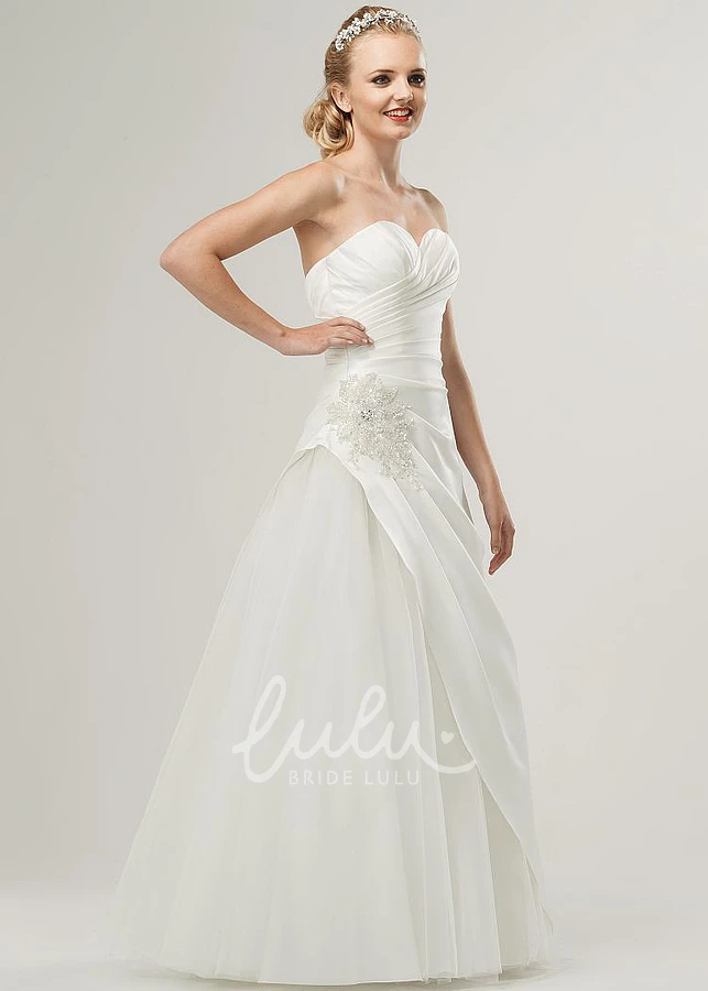 Sweetheart Satin Wedding Dress with Beading and Corset Back Floor-Length