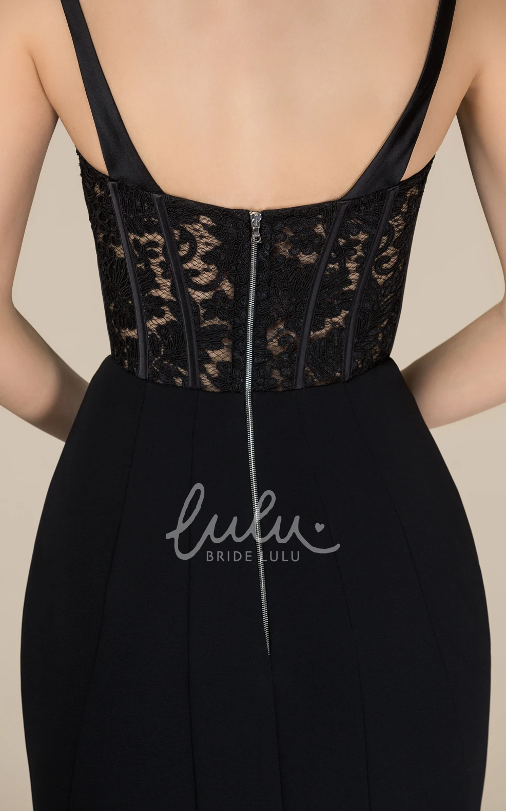 Mermaid Satin Lace Open Back Evening Dress Gorgeous Prom Dress