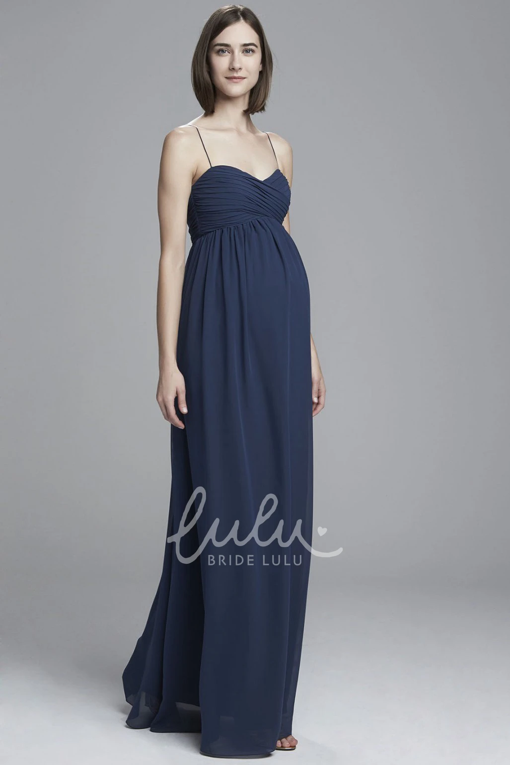 Empire Spaghetti Chiffon Bridesmaid Dress with Ruching Classy Bridesmaid Dress
