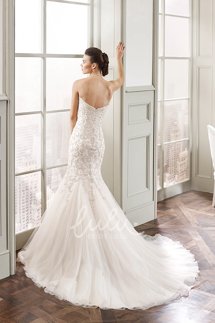 Sweetheart Mermaid Wedding Dress with Tulle and Beading Unique Bridal Gown