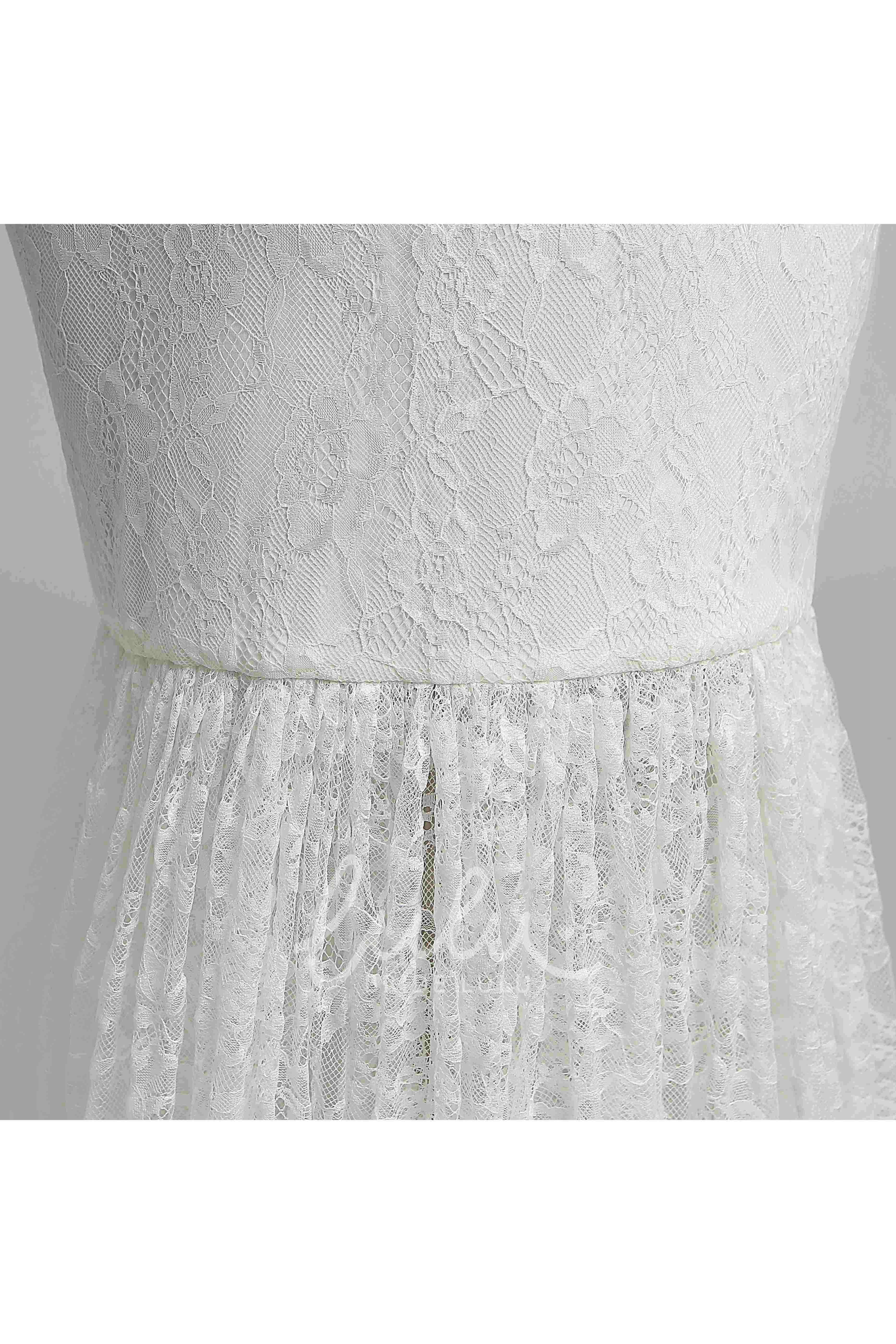 Maternity Wedding Dress Lace Mermaid Off-the-shoulder Illusion Short Sleeve with Pleats