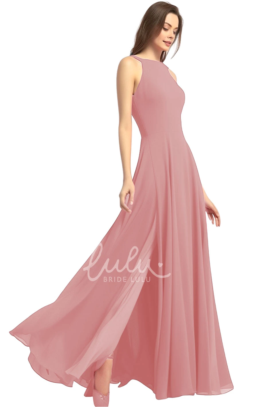 Casual A-Line Chiffon Bridesmaid Dress with Halter Neck and Split Front 2025 Classy