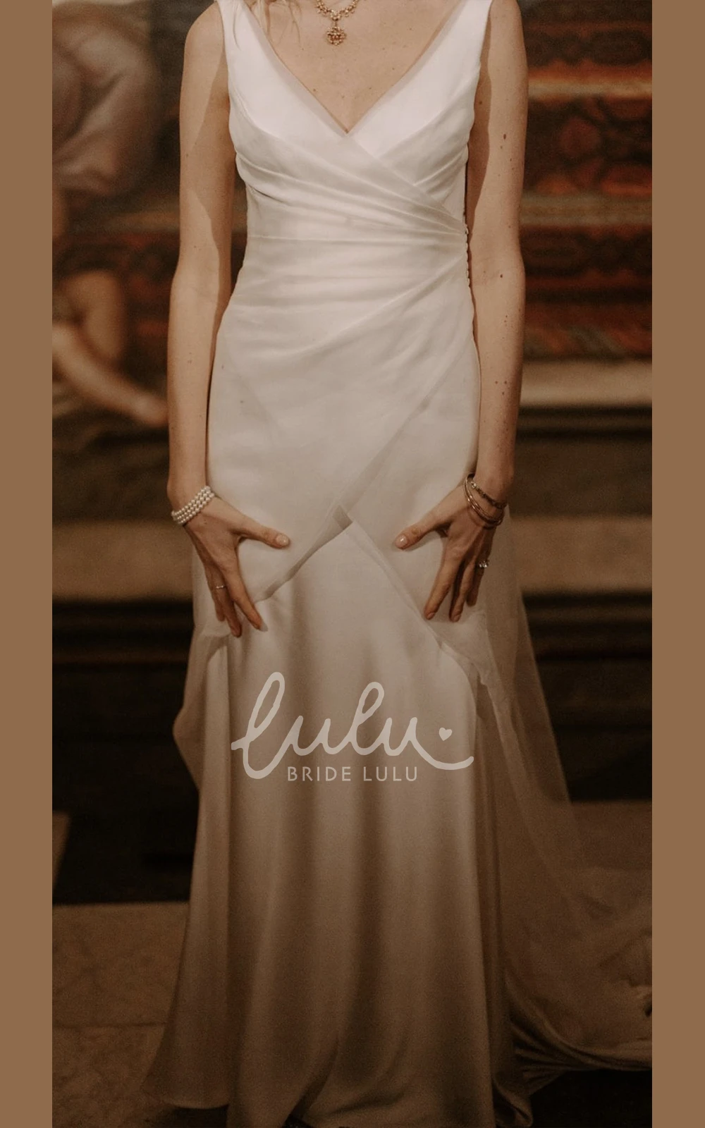 Casual Ruching Chiffon Bridal Gown Straps Sleeveless Sweep Train Low-V Back