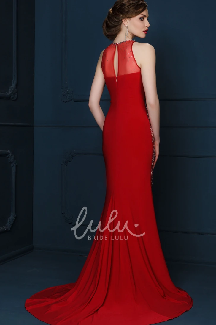 Sleeveless Beaded Sheath Long Evening Dress
