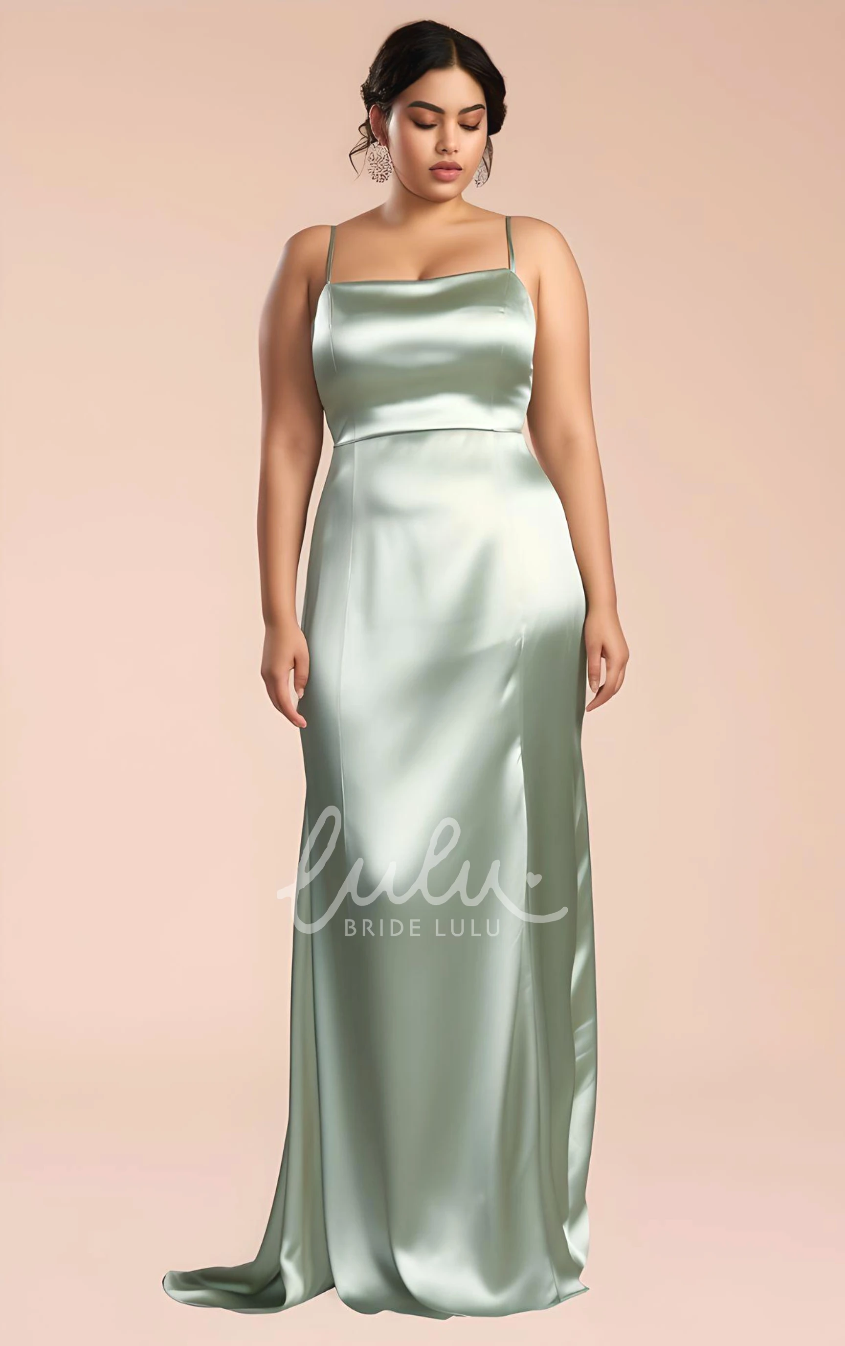 Ethereal Modern Mermaid Satin Plus Size Bridesmaid Dress 2025 Casual Floor-length Sweep Train