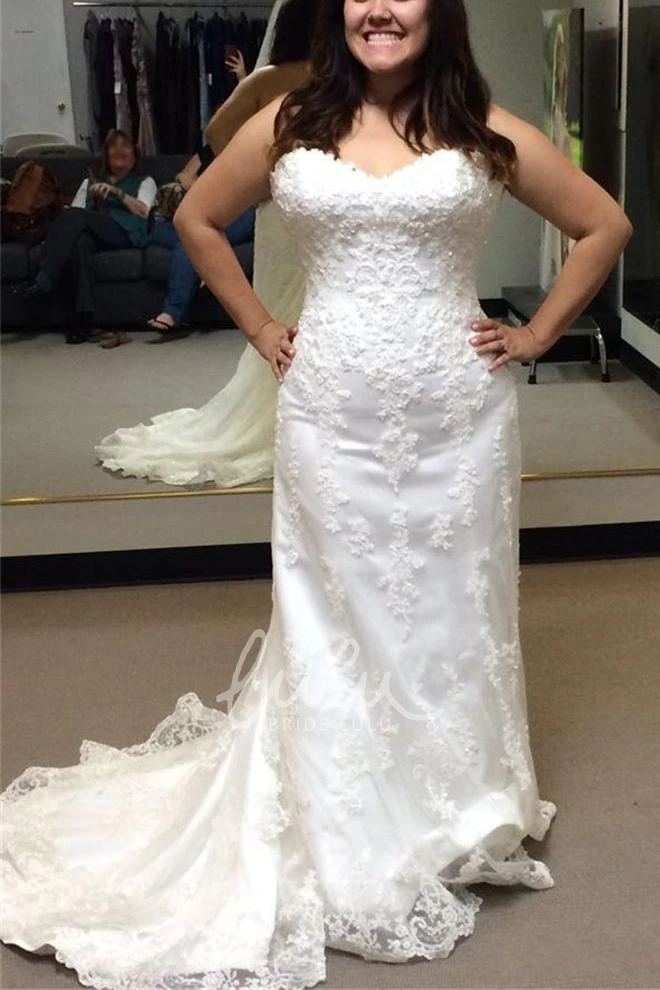 Sweetheart Lace Sheath Wedding Dress Backless Style