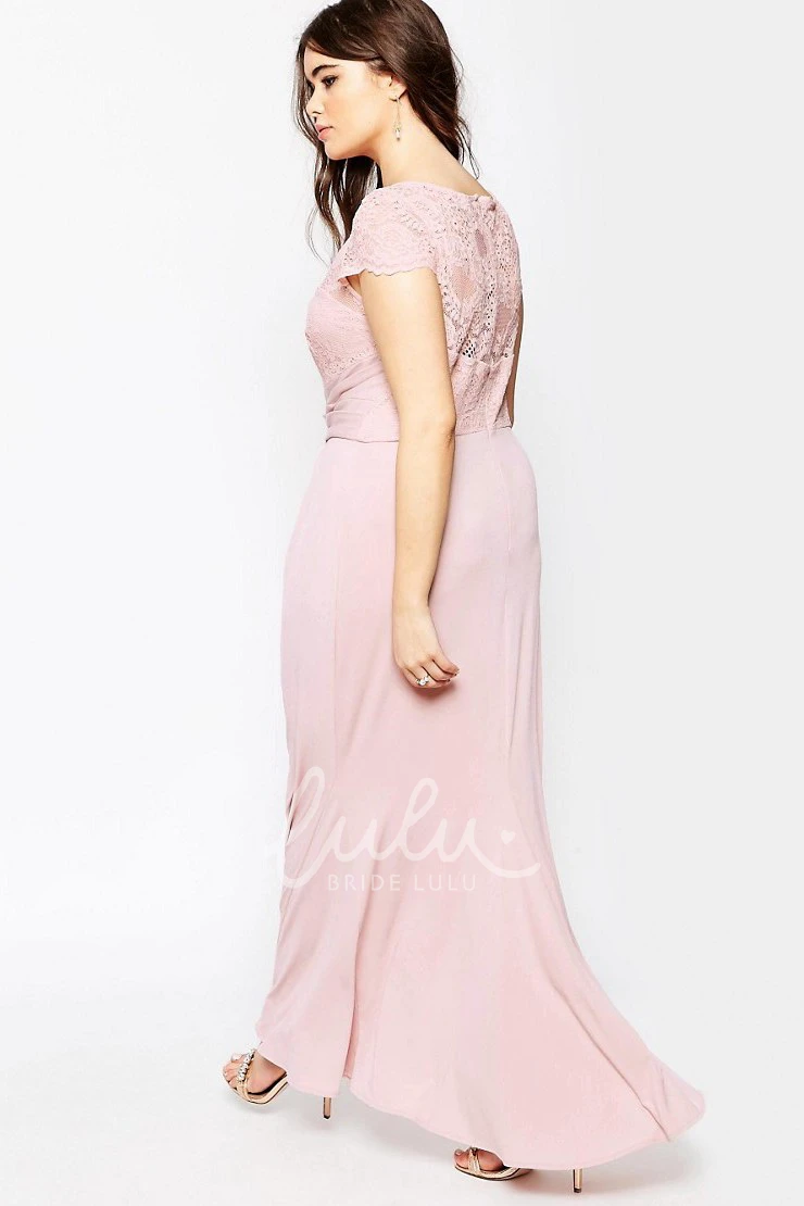 Illusion Applique Sleeveless Pencil Chiffon Bridesmaid Dress