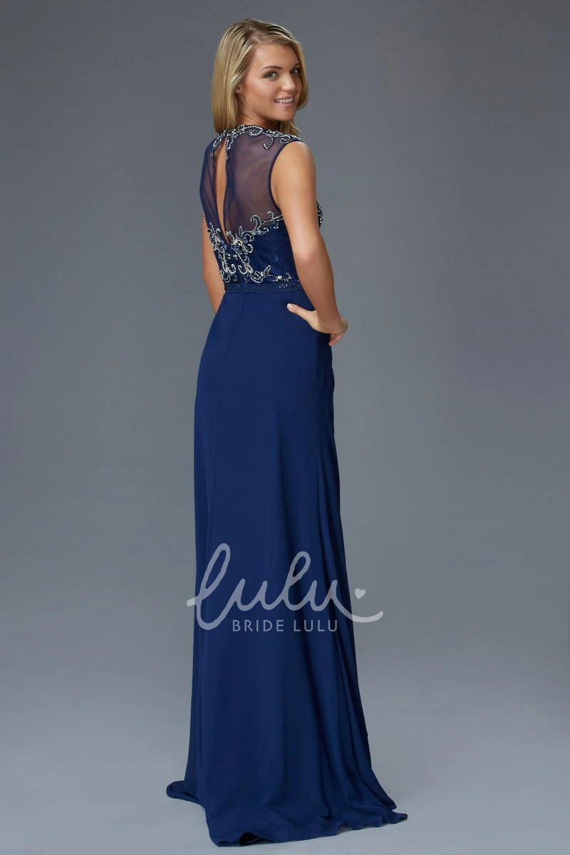 Cap-Sleeve Jersey Sheath Dress with Beading Modern Formal Dress
